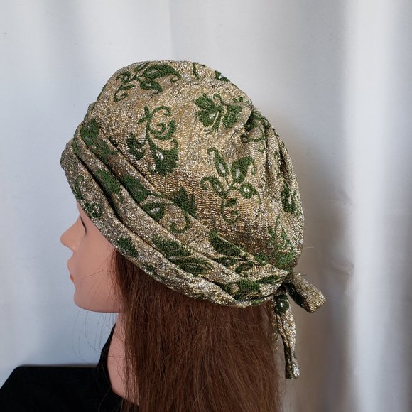 Vintage Hatters Union Metallic gold and green with flecks of metallic silver hat - Picture 1 of 12